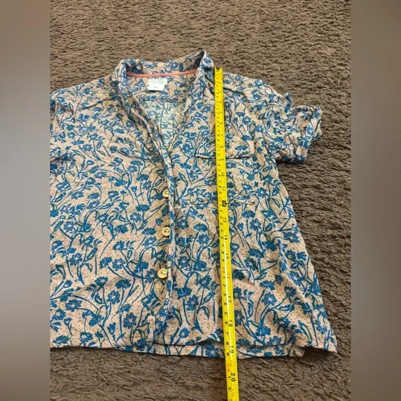 2 FOR $20 Cooperative Blue Pink Button Up Top Blouse Crop Top Short Sleeve XS - Picture 6 of 7